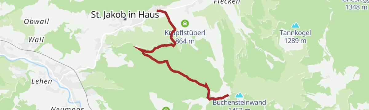 Route map: St. Jakob i.H. - Buchensteinwand / Jakobskreuz